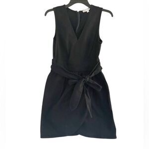 Marissa Webb Collective Black Sleeveless Cotton Blend Mini Dress Tie Waist Sz 8